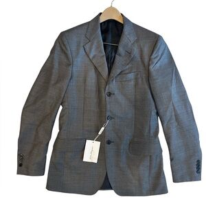 NWT Salvatore Ferragamo Italian Grey Wool Blazer Sport Coat US 36 R IT 46 7 R